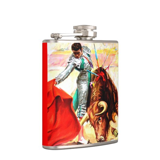 ヴィンテージのBull戦いの闘牛のメキシコポスター芸術 フラスク (右)