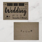 ヴィンテージのBurlapエフェクト、日付の保存 エンクロージャーカード (正面/裏面)