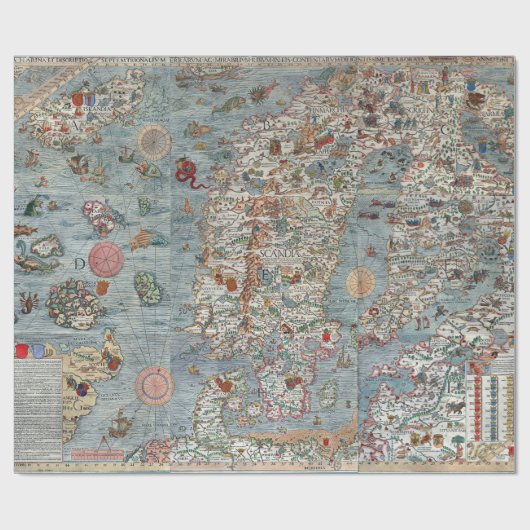 ヴィンテージのCartaのマリーナの海モンスターの地図 ラッピングペーパー (フラット)