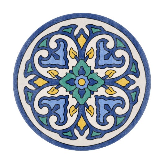 ヴィンテージのCatalinaの島のタイル-ガラスまな板 カッティングボード (正面)