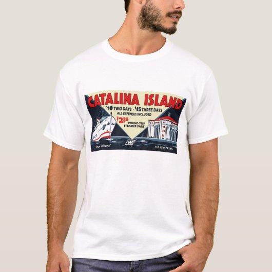 ヴィンテージのCatalinaの島の汽船およびカジノのティー Tシャツ (正面)