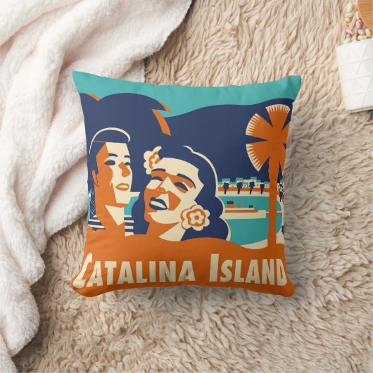 ヴィンテージのCatalinaの島の荷物のラベルの枕 クッション (ブランケット)