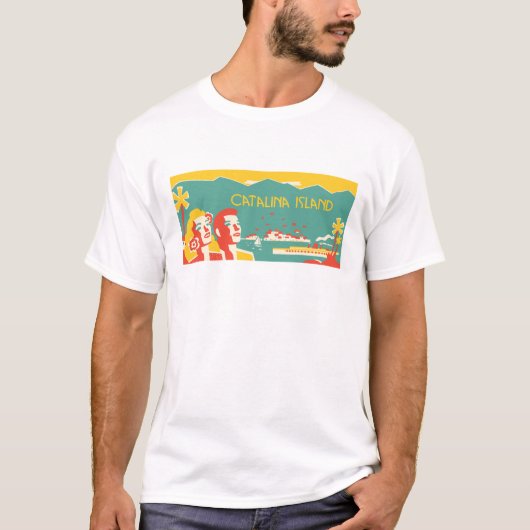 ヴィンテージのCatalinaの島旅行ポスターTシャツ Tシャツ (正面)