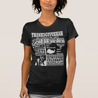 ヴィンテージのCeleberate Thanksgivukkah新聞プリント Tシャツ