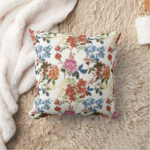 ヴィンテージのChintzの花パターン赤く青いピンクの花 クッション (ブランケット)