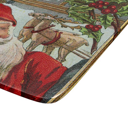 ヴィンテージのChristmaの休日のサンタのガラスまな板 カッティングボード (角)