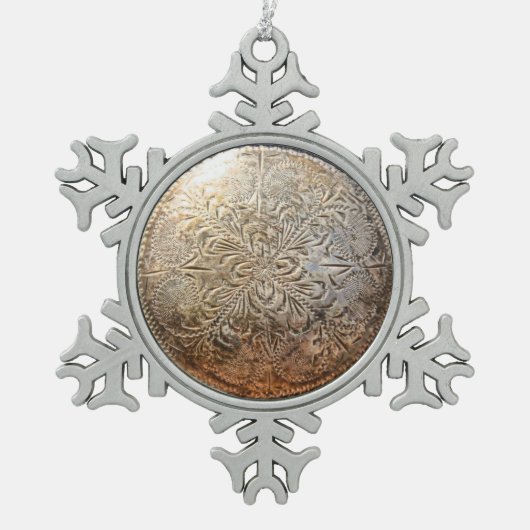 ヴィンテージのConchoのオーナメント スノーフレークピューターオーナメント (正面)