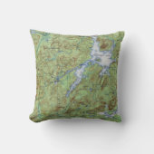ヴィンテージのcranberry湖のニューヨークの地形図 クッション (正面)