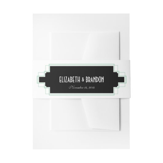 ヴィンテージのDecoのミント及び黒い腹バンド 招待状ベリーバンド (正面例)