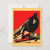 ヴィンテージのDecoのロコモーティブの引っ越しましたの発表 案内状 (正面)