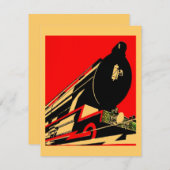 ヴィンテージのDecoのロコモーティブの引っ越しましたの発表 案内状 (正面/裏面)