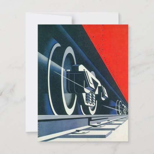 ヴィンテージのDecoのロコモーティブの引っ越しましたの発表 案内状 (正面)