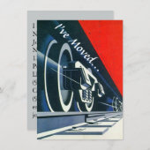 ヴィンテージのDecoの列車は新しい住所Announementを動かしました 案内状 (正面/裏面)