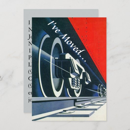 ヴィンテージのDecoの列車は新しい住所Announementを動かしました 案内状 (正面/裏面)