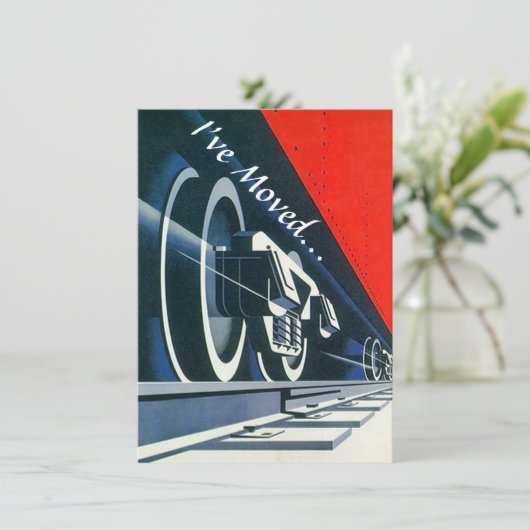 ヴィンテージのDecoの列車は新しい住所Announementを動かしました 案内状 (スタンド正面)