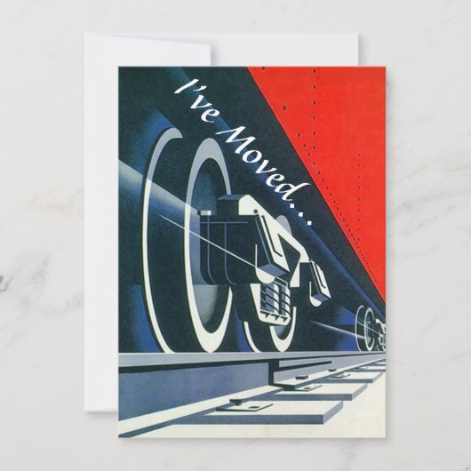 ヴィンテージのDecoの列車は新しい住所Announementを動かしました 案内状 (正面)