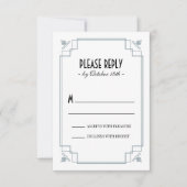 ヴィンテージのDecoの銀及び黒い応答 出欠カード (正面)