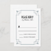 ヴィンテージのDecoの銀及び黒い応答 出欠カード (正面/裏面)