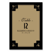 ヴィンテージのDecoの黒及び金ゴールドのテーブルカード テーブルナンバー (正面)