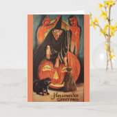 ヴィンテージのDevlishハロウィンカード カード (黄色い花)