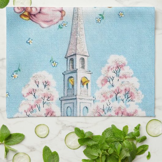 ヴィンテージのEsaterのかわいいレトロの天使 キッチンタオル (折り畳み)