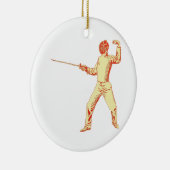 ヴィンテージのFencerのイラストレーション セラミックオーナメント (右)