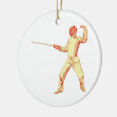ヴィンテージのFencerのイラストレーション セラミックオーナメント (左)