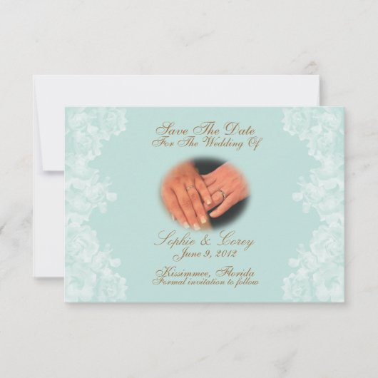 ヴィンテージのGardeniaの保存日付の招待状カード セーブザデート (正面)