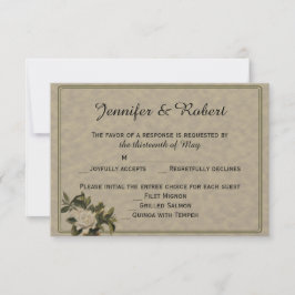 ヴィンテージのGardeniaの結婚式の応答カード 出欠カード