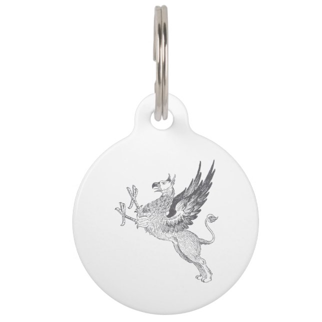 ヴィンテージのGryphonの凸版印刷の線画 ペット　ネームタグ (正面)