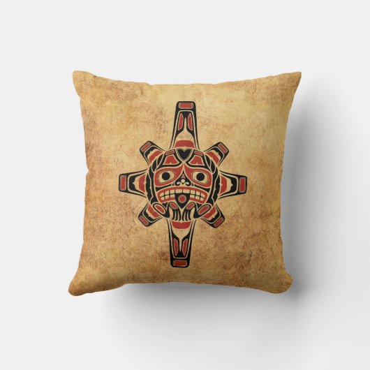 ヴィンテージのHaidaの日曜日の赤くおよび黒いマスク クッション (裏面)