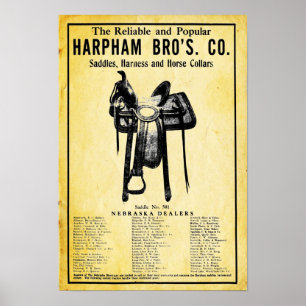 ヴィンテージのHarphamの兄弟の馬のサドルの広告のプリント ポスター