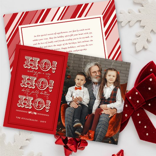 ヴィンテージのHO HO HO休日のおもしろいのクリスマスの写真カード シーズンカード