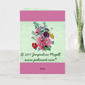 ヴィンテージのHollyhockの開花とのサンキューカード サンキューカード (裏面)