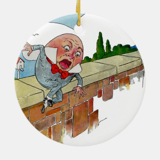 ヴィンテージのHumpty Dumptyの童謡のイラストレーション セラミックオーナメント (裏面)