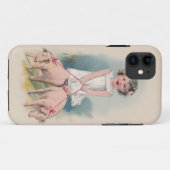 ヴィンテージのIphoneのかわいい場合-若いGrilの歩くのブタ Case-Mate iPhoneケース (裏面(横))