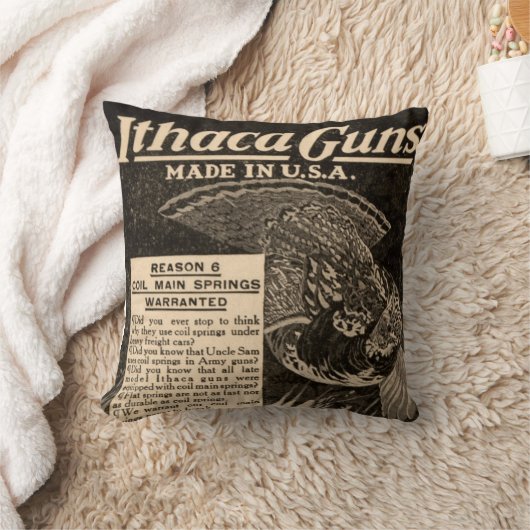 ヴィンテージのIthacaの火器の散弾銃の家の装飾の枕 クッション (ブランケット)