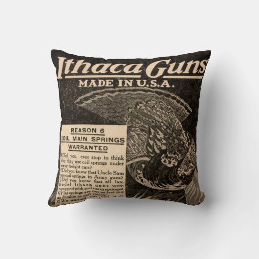 ヴィンテージのIthacaの火器の散弾銃の家の装飾の枕 クッション (裏面)