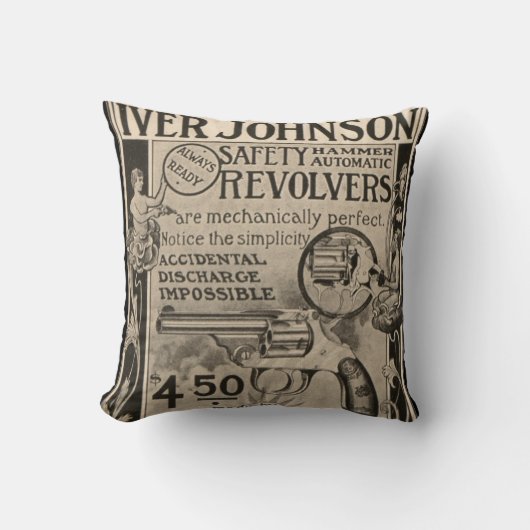 ヴィンテージのIverジョンソンリボルバー家の装飾の枕 クッション (正面)