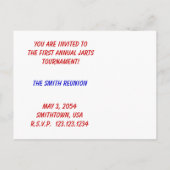 ヴィンテージのJartsのトーナメントの招待状の郵便はがき インビテーションポストカード (裏面)