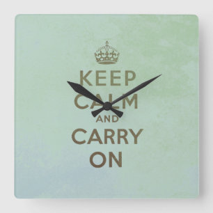 ヴィンテージのKeep Calm and Carry Onの柱時計 スクエア壁時計