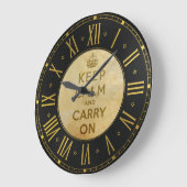 ヴィンテージのKeep Calm and Carry Onの柱時計 ラージ壁時計 (傾斜)