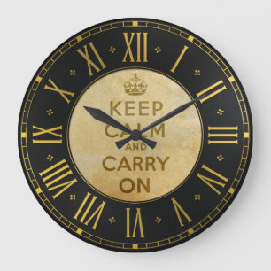 ヴィンテージのKeep Calm and Carry Onの柱時計 ラージ壁時計