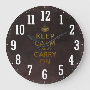ヴィンテージのKeep Calm and Carry Onの柱時計 ラージ壁時計