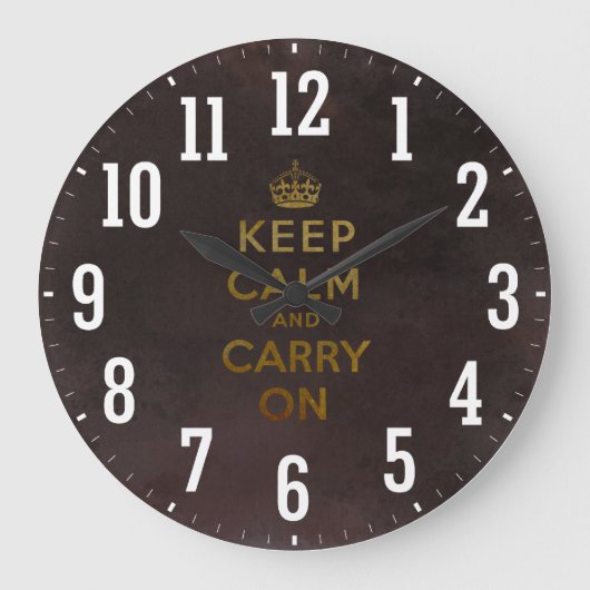 ヴィンテージのKeep Calm and Carry Onの柱時計 ラージ壁時計 (正面)