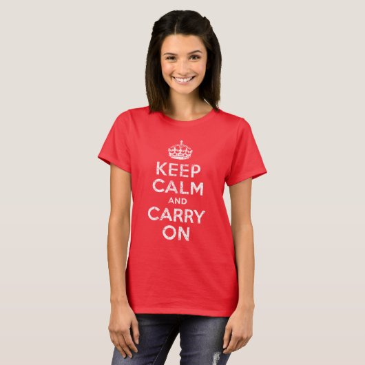ヴィンテージのKeep Calm and Carry Onレディース柔らかいTシャツ Tシャツ (正面フル)
