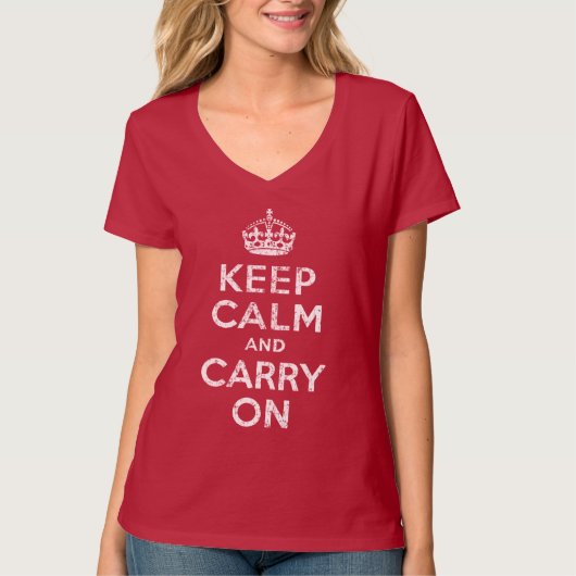 ヴィンテージのKeep Calm and Carry Onレディース柔らかいTシャツ Tシャツ (正面)
