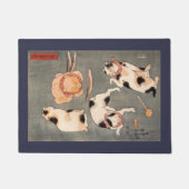 ヴィンテージのKuniyoshi日本のな猫の芸術の姿勢 ドアマット (正面)