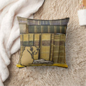 ヴィンテージのLeadhills抗夫の図書館猫の読本 クッション (ブランケット)