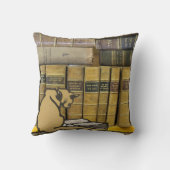 ヴィンテージのLeadhills抗夫の図書館猫の読本 クッション (裏面)